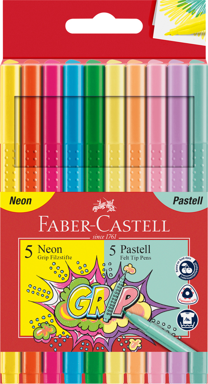 SET CARIOCI PASTEL & NEON GRIP CU 10 CULORI / SET