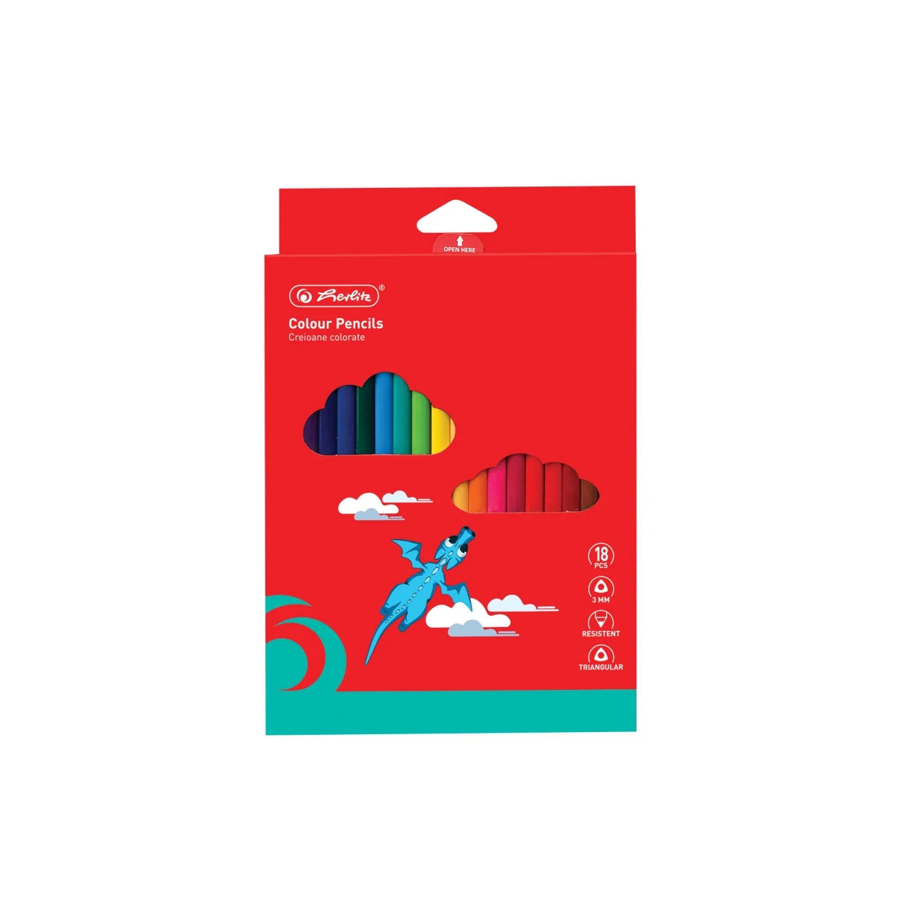 SET 18 CREIOANE COLORATE SECTIUNE TRIUNGHIULARA IN TAVITA DE PLASTIC HERLITZ