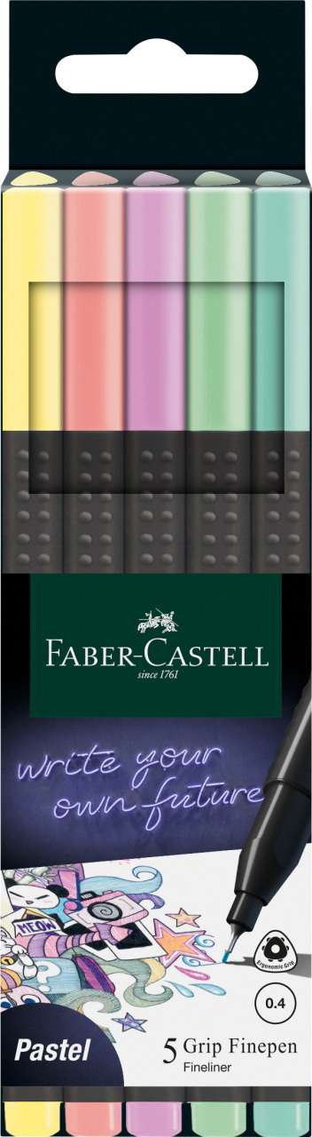 SET LINER 0.4MM CU 5 CULORI PASTEL GRIP