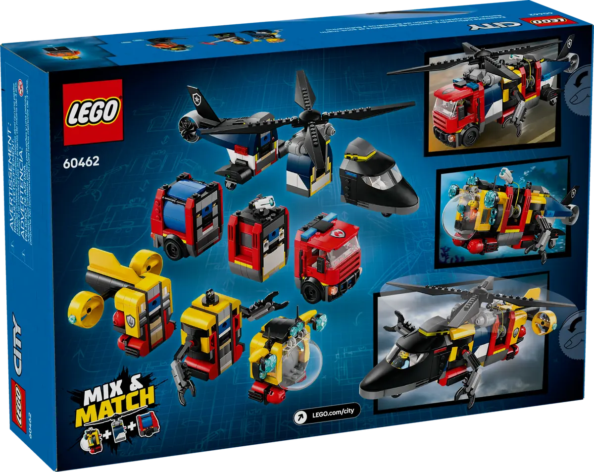 LEGO CITY ELICOPTER, CAMION DE POMPIERI SI SUBMARIN REMIXATE 60462